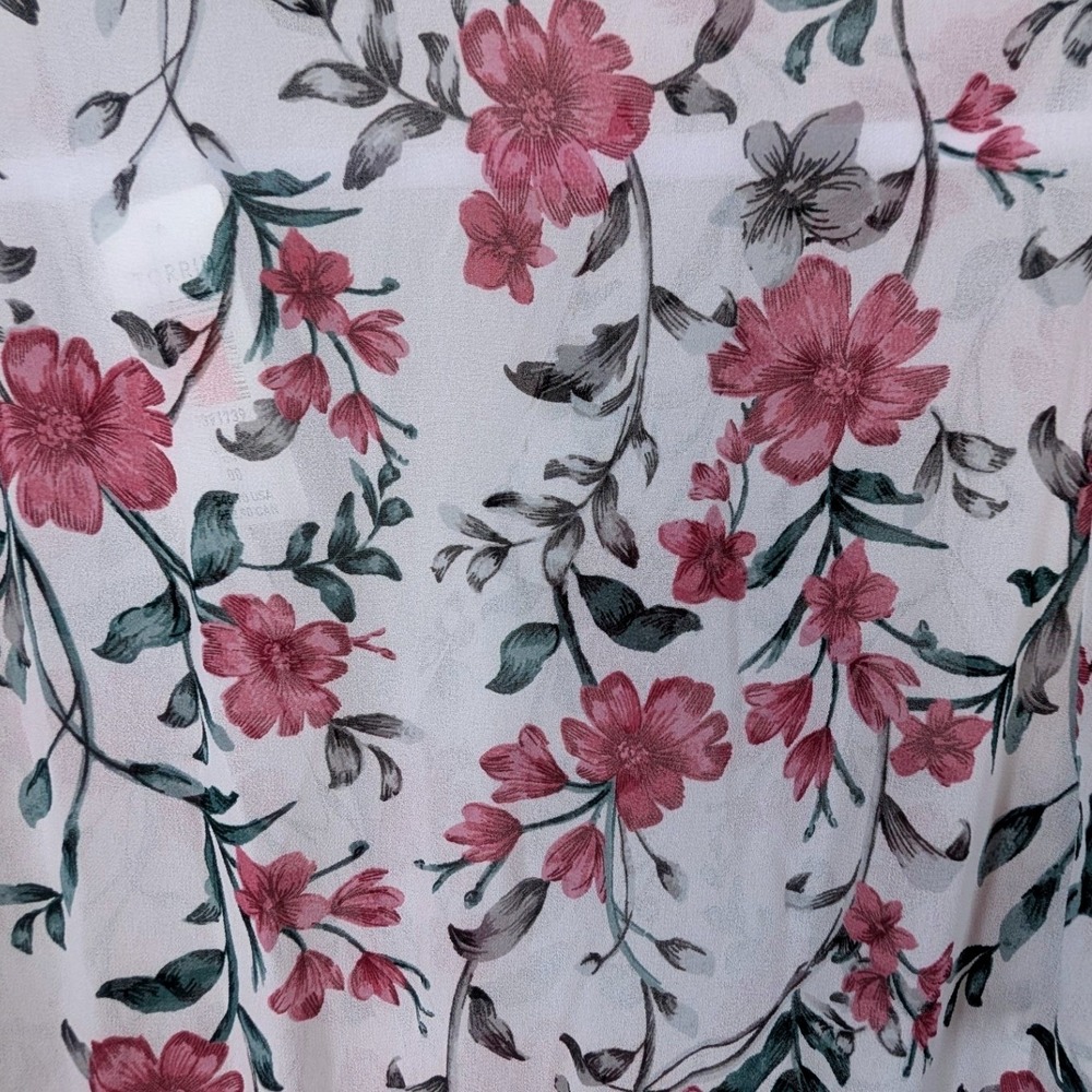 Torrid White Pink Floral Chiffon Button Front High-Low Mini Dress Plus Size 00 - Picture 8 of 8